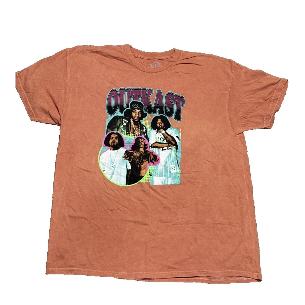 Outcast - Rap‎ Tee - Hip Hop Shirt - X-Large Orange Music Graphic T-Shirt